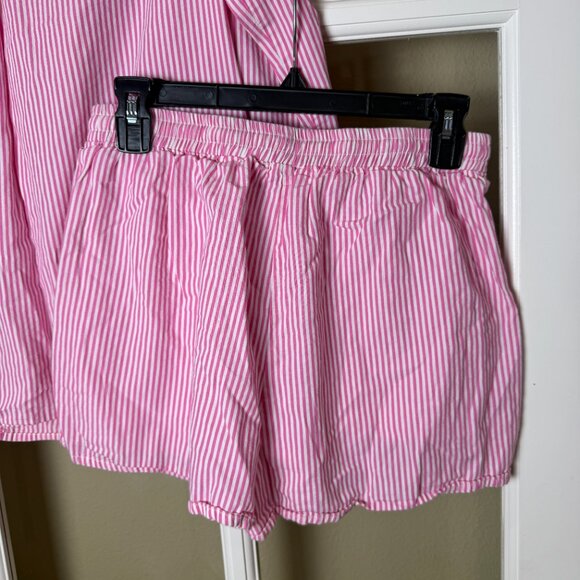 PRINCESS POLLY Pink Striped 2 Piece Set Boxer Shorts & Button Up Size 2 Small - Picture 10 of 13